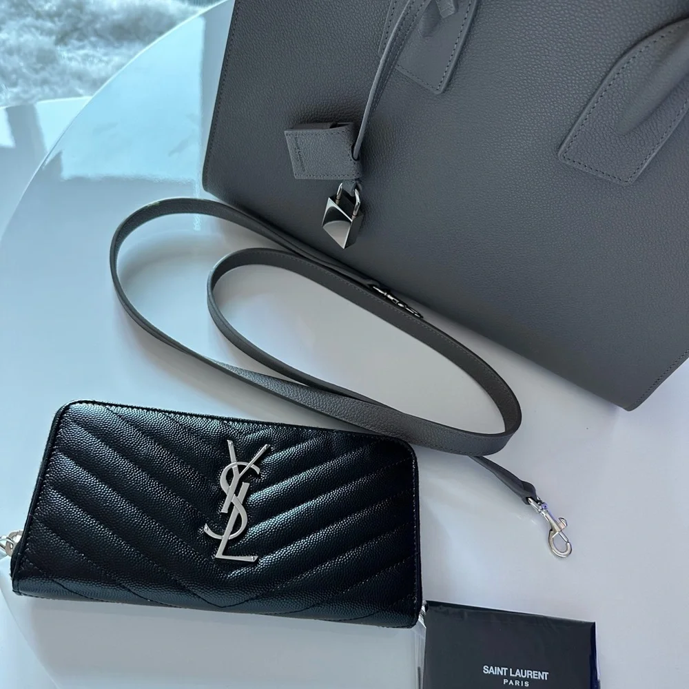 YSL Monogram Zip Wallet Black - Picture 5 of 7